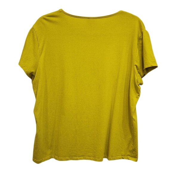 Eileen Fisher Yellow Short Sleeve Top Cotton Blend Womens Size XL - Picture 2 of 10
